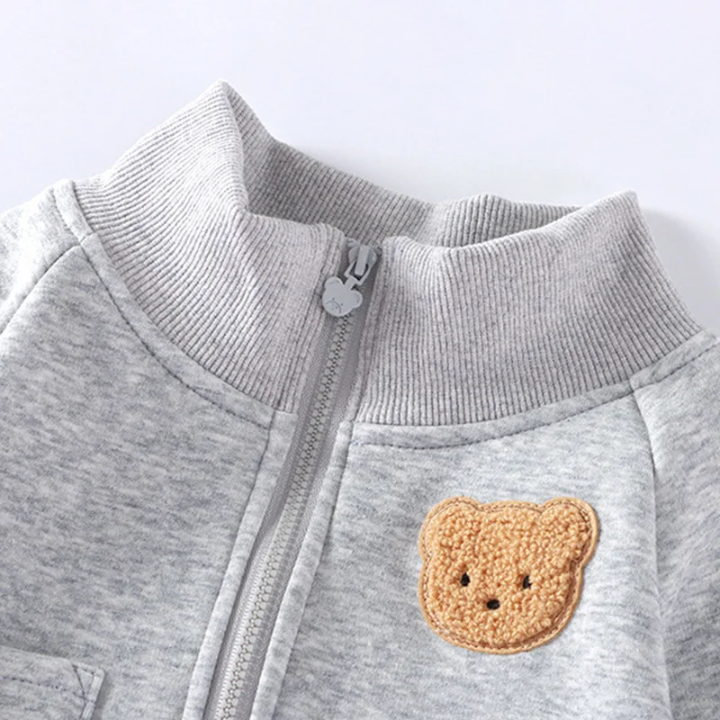 Autumn Children Sportswear Set Velvet Warm Sweatshirt Pants Two-Piece Sets Boys Cartoon Bear Kids Clothing Girls Casual Costumes