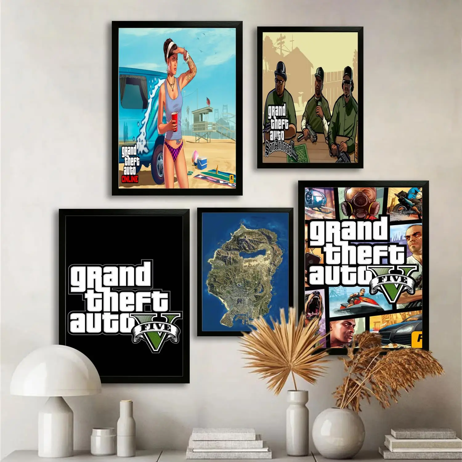 Game Gta 5 Canvas Art Poster and Wall Art, Picture Print, Modern Family Bedroom Decor,Decorative painting