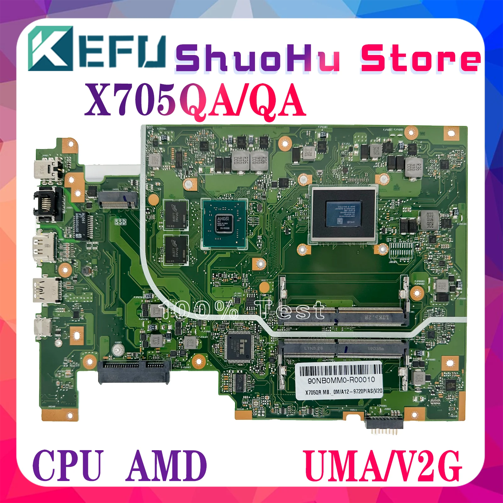 

KEFU X705QR Laptop Motherboard For Asus VivoBook X705Q X705QA Notebook Mainboad With A10 A12 CPU 100% Working Well