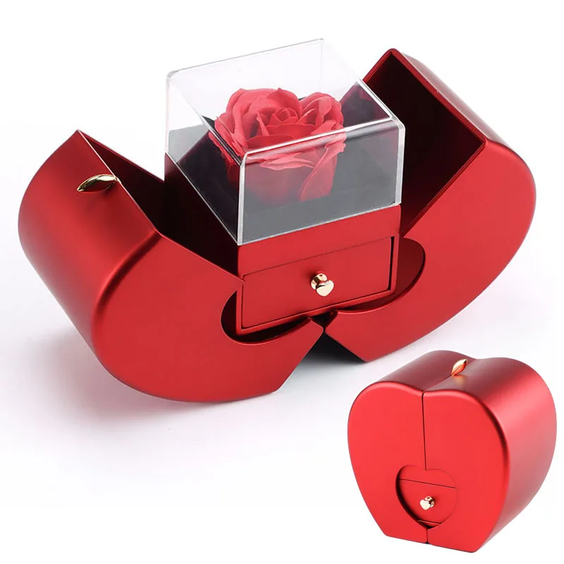 

Top Explosive Christmas Gift Apple Box Jewelry Rose Flower Box Girlfriend Birthday Party Valentine's Day New Year Gift