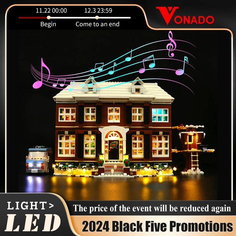 Vonado led música edição kit de luz para 21330 casa sozinho blocos de construção conjunto (para não incluir o modelo) tijolos brinquedos para crianças