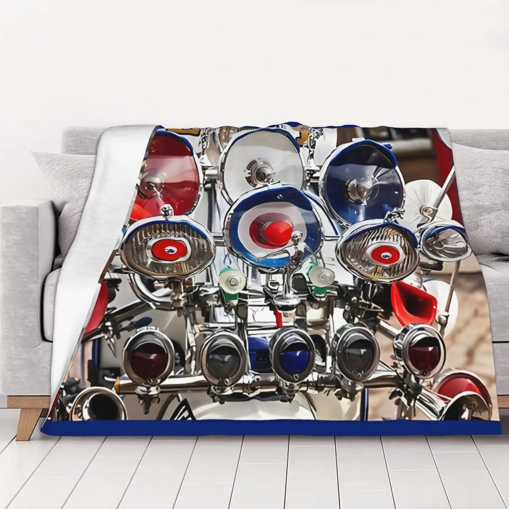 1PC home Cute Room Decor Lambretta Scooter Lights Blanket Throw Blanket Lambretta Novelty Warm Blanket All Season