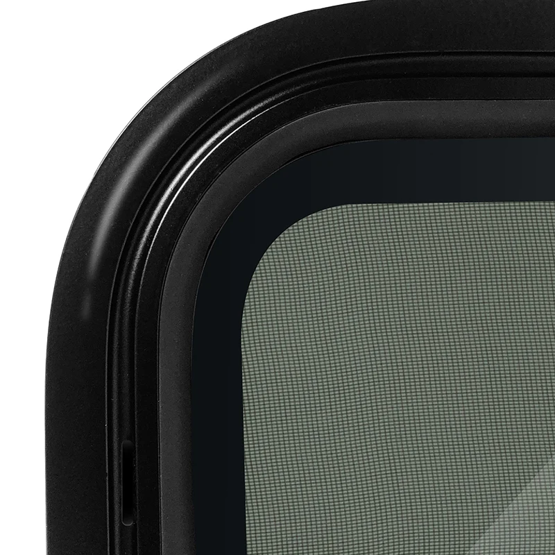 RV Window Trailer Window Waterproof Sealed Tinted Tempered Glass Pull Opening Rounded Corner with Clamp Ring for Camper Vehicle