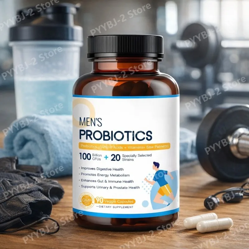 Men’s Probiotics Capsules 100 Billion CFUs Contain Prebiotics & Enzymes for Digestive Prostate and Urinary Tract Health 90Count
