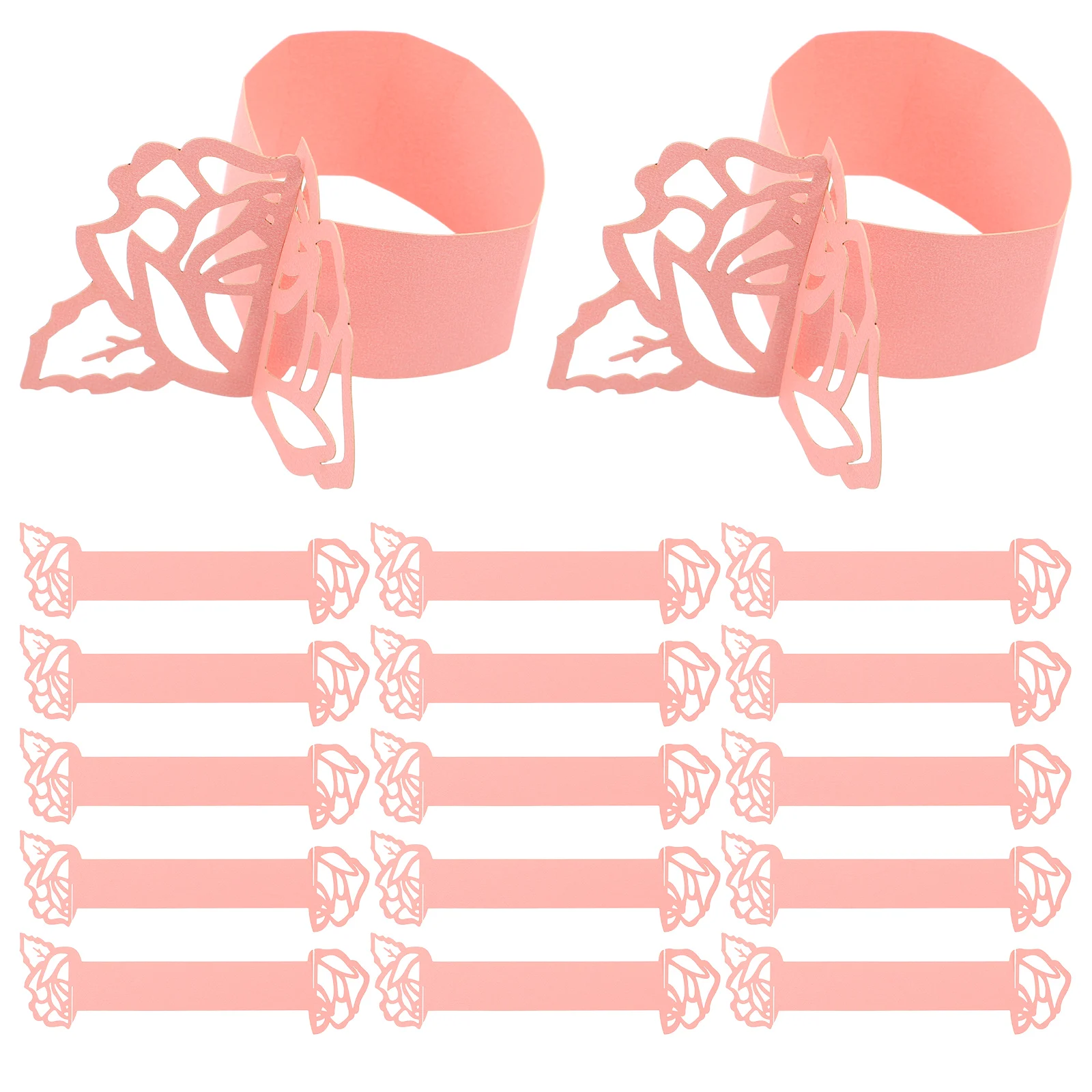 

50pcs Napkin Pink Rose Decor Artificial Birthday Napkin Rings Flowers Wedding Valentine Table Setting Party Decorations