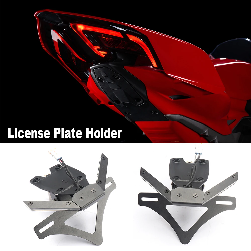 

﻿ For Ducati Panigale V4S V4 V2 Streetfighte V2 V4 2025 Motorcycle LED License Plate Holder Bracket Tailstock Frame Bracket