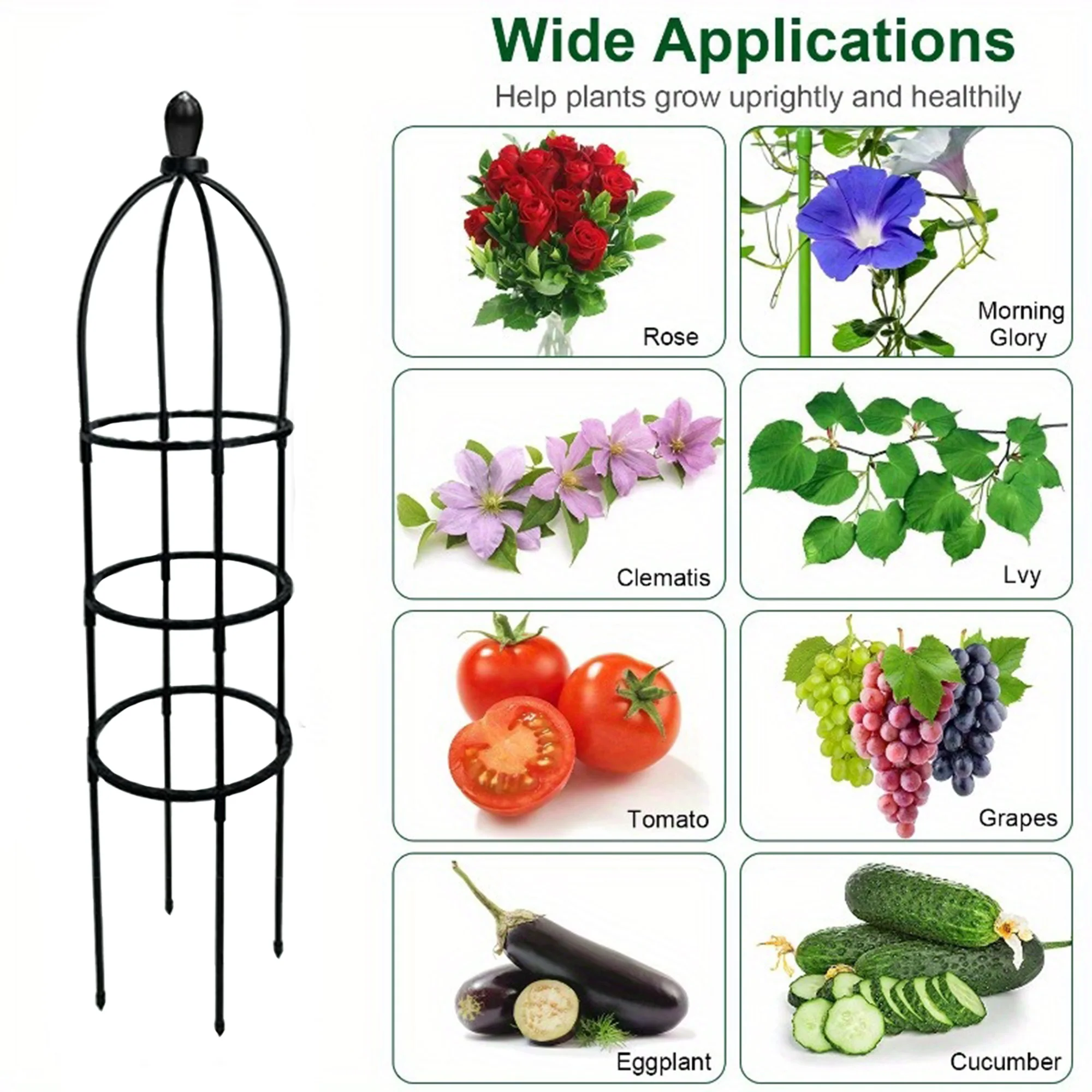 Black Garden Trellis, Plant Climbing Support Frame, Durable Plastic, Potted Plants, Indoor/Outdoor Climbing Plant Support