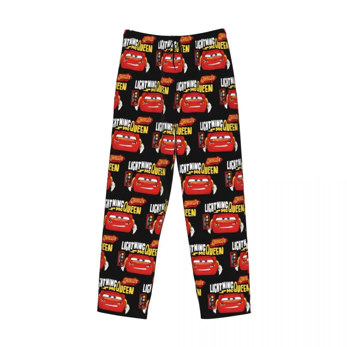 Custom Cars Lightning Mcqueen Pajama Pants Sleepwear for Men Elastic Waistband Sleep Lounge Bottoms with Pockets