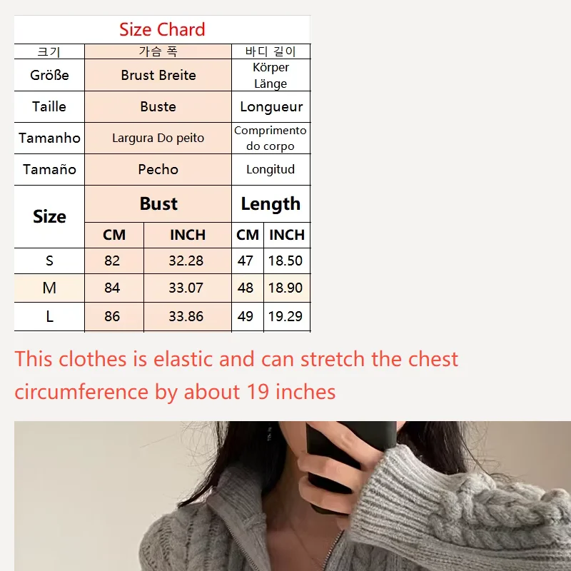 Women Clothes Zipper Crop Tops Sweater O-neck Knitted Casual Cardigan Basic Solid Black Short Coat Winter Trend Preppy Style New