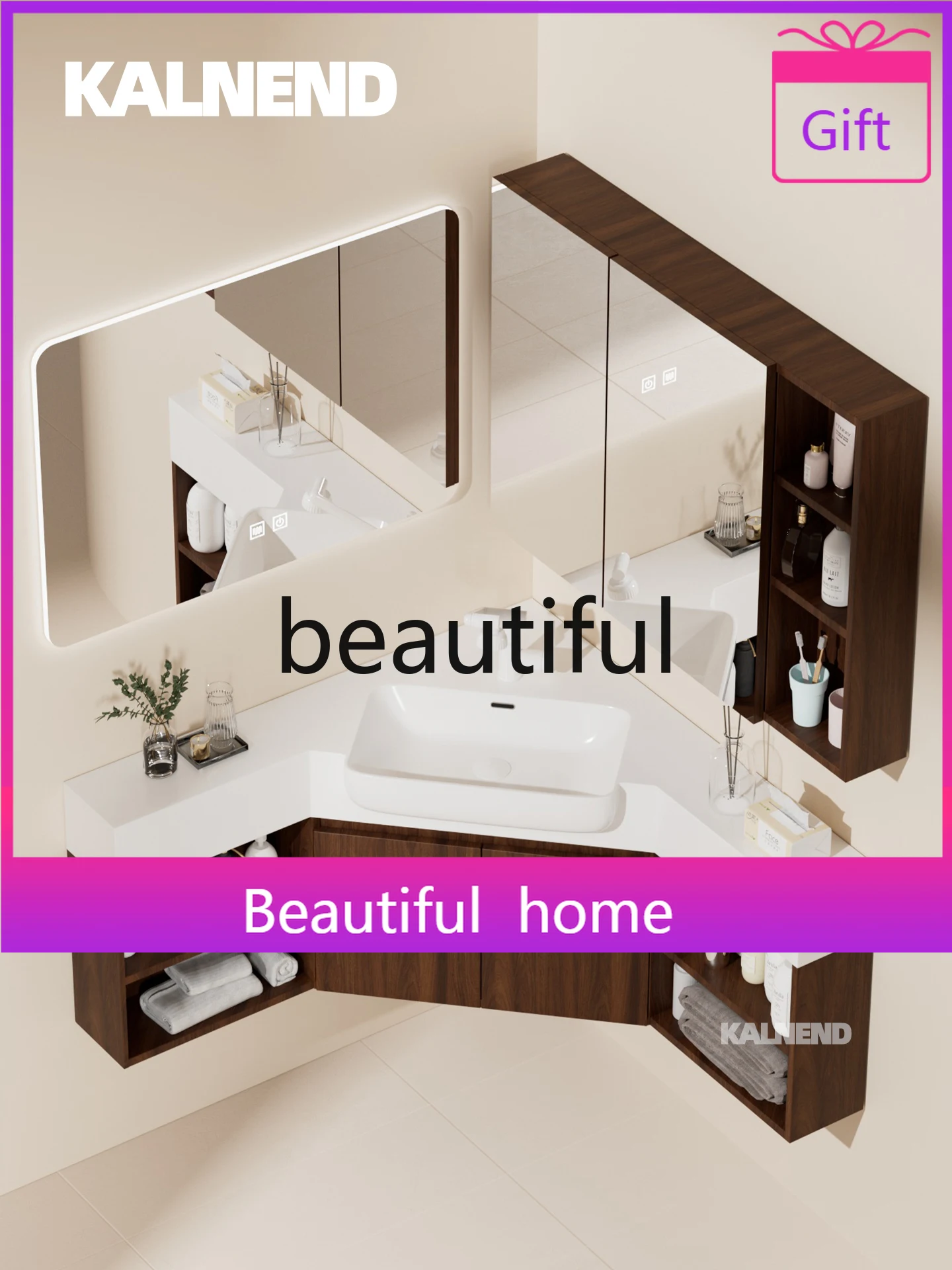 Mueble esquinero para baño, combinación de inodoro sin costuras, lavabo, piscina, lavabo de cerámica Triangular, mesa de tocador