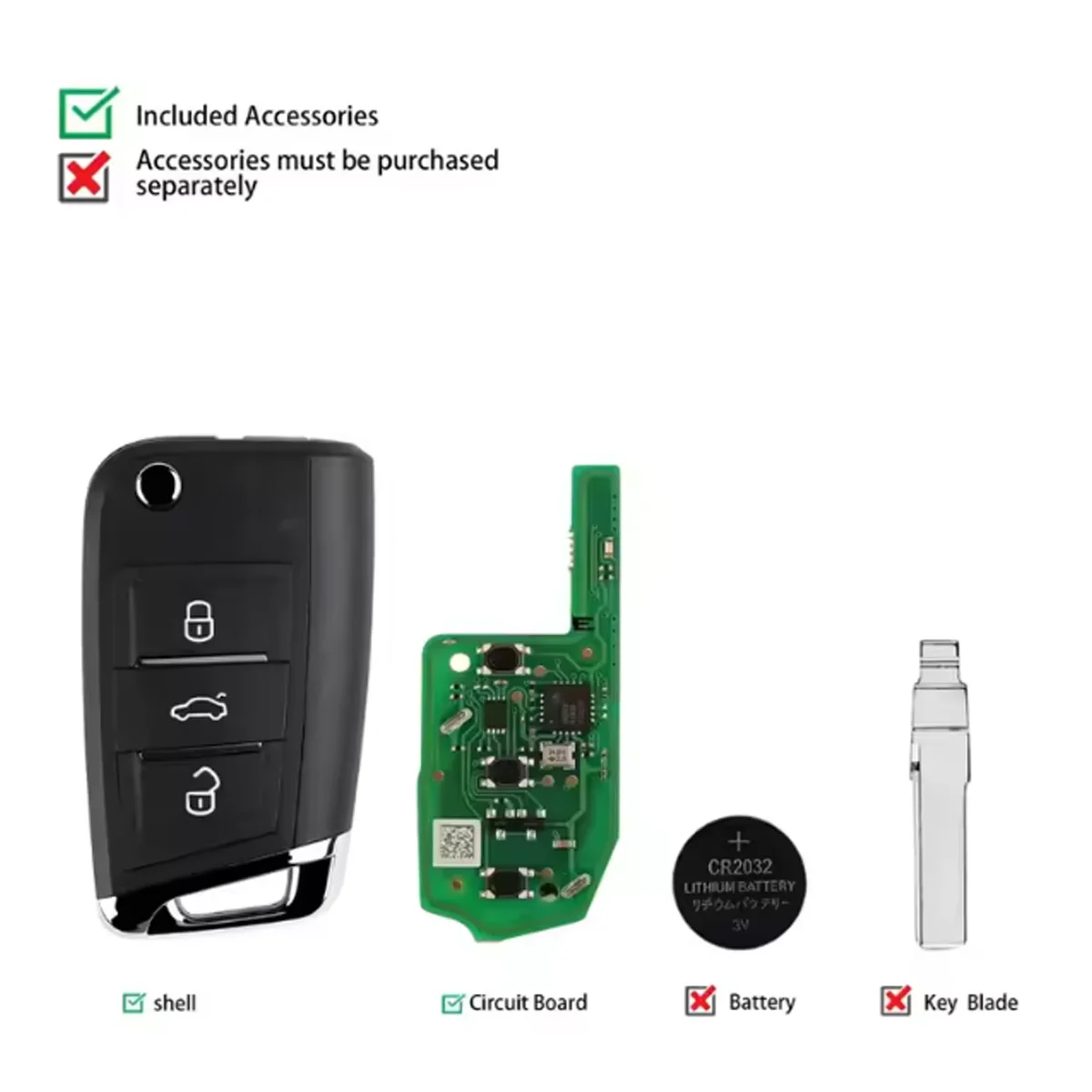 Xhorse XEMQB1EN Remote Key MQB Style 3 Buttons Built-in Super Chip