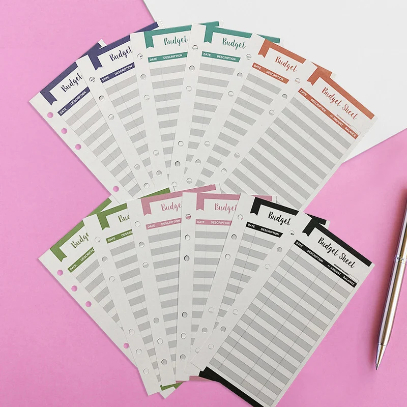 12pcs A6 Binder Budget Sheets Expense Tracker Fit Budget Cash Envelope Binder Budget Wallet For Personal And Business Use