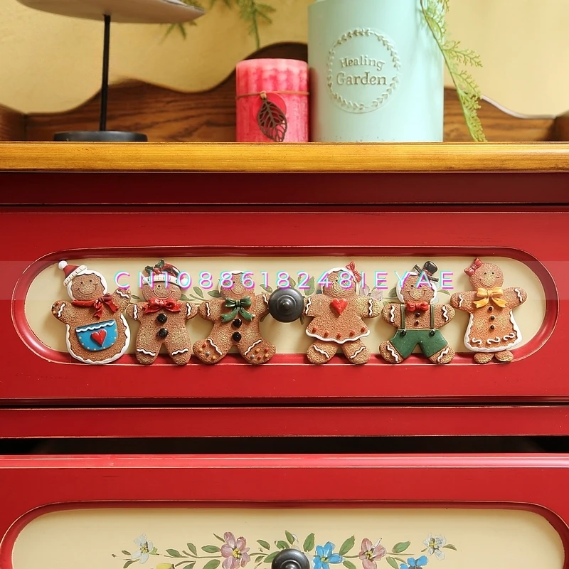 Gingerbread Man Fridge Magnets Magnetic Stickers New Year Christmas Home Atmosphere Decoration Resin Painting