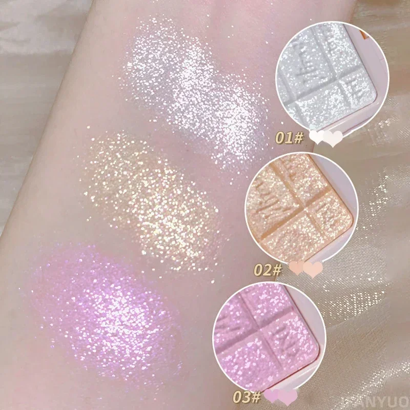 Langlebiger Text marker Lidschatten seidig Diamant Text marker Puder Glitter 3D Gesicht Kontur Schimmer Illuminator Make-up Kosmetik