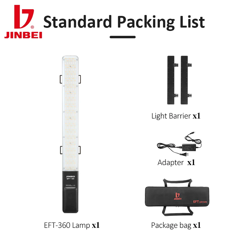 JINBEI EFT-360 RGB Portable Photography Light Handheld Light Stick with APP Remote Control for Photos Video Movie Vlog