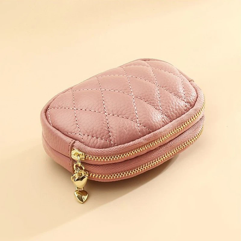 New Fashionable Casual Diamond Grid Zipper Coin Purse For Women's Mini Card Bag