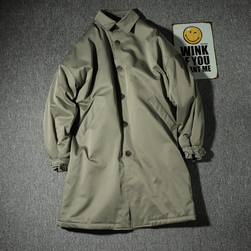 Cappotto in cotone Parka in pile di agnello con colletto stile americano per giacca invernale da uomo di media lunghezza alla moda giapponese