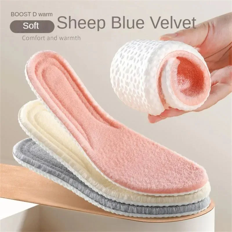 2 Pairs Short fluff Self-heating Thermal Insoles for Feet Winter Thicken EVA Shoe Pads Men Women For Snow Boots Sports Shoes