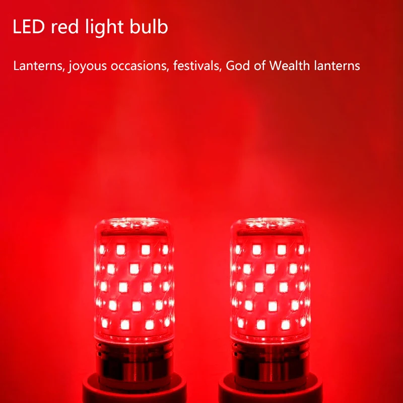 Red led bulbs, New Year red lanterns E27 and E14, screw corn lamps, ultra-bright energy-saving household festive decorative ligh