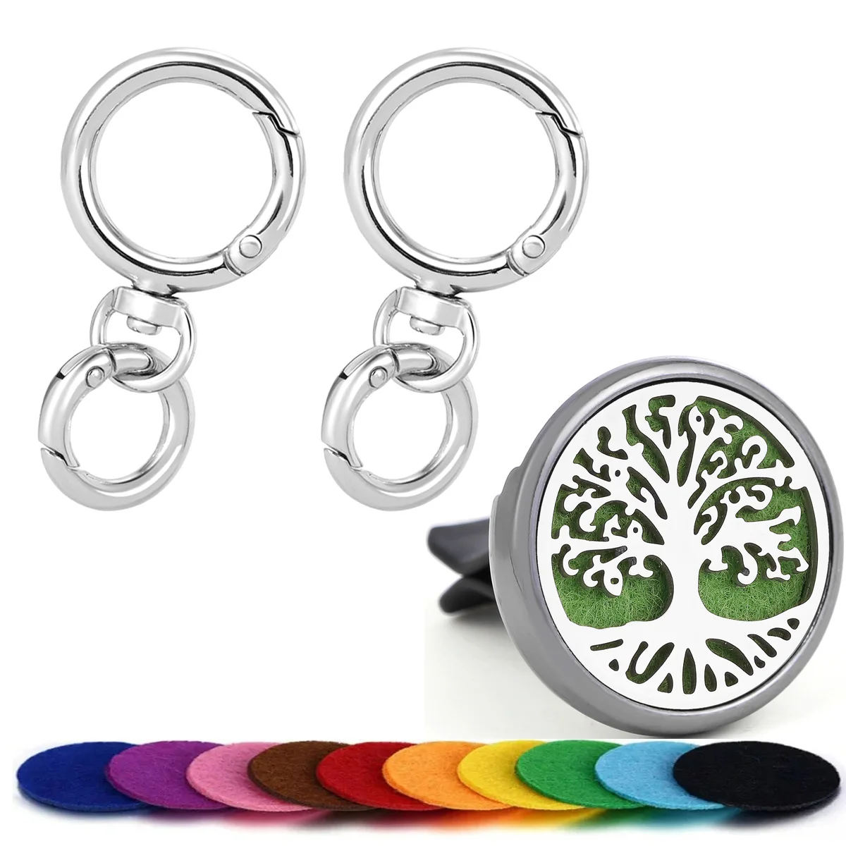 

1 набор зажимов для ключей из цинкового сплава, включая 1 диффузор аромата автомобиля и 10 подушечек из шт., аксессуары для салона автомобиля.