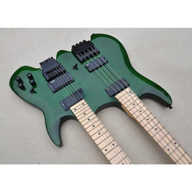 Flyoung Cheap Price Electric Guitar Double Neck Guitar Bass Headless Guitar 4+6 Strings