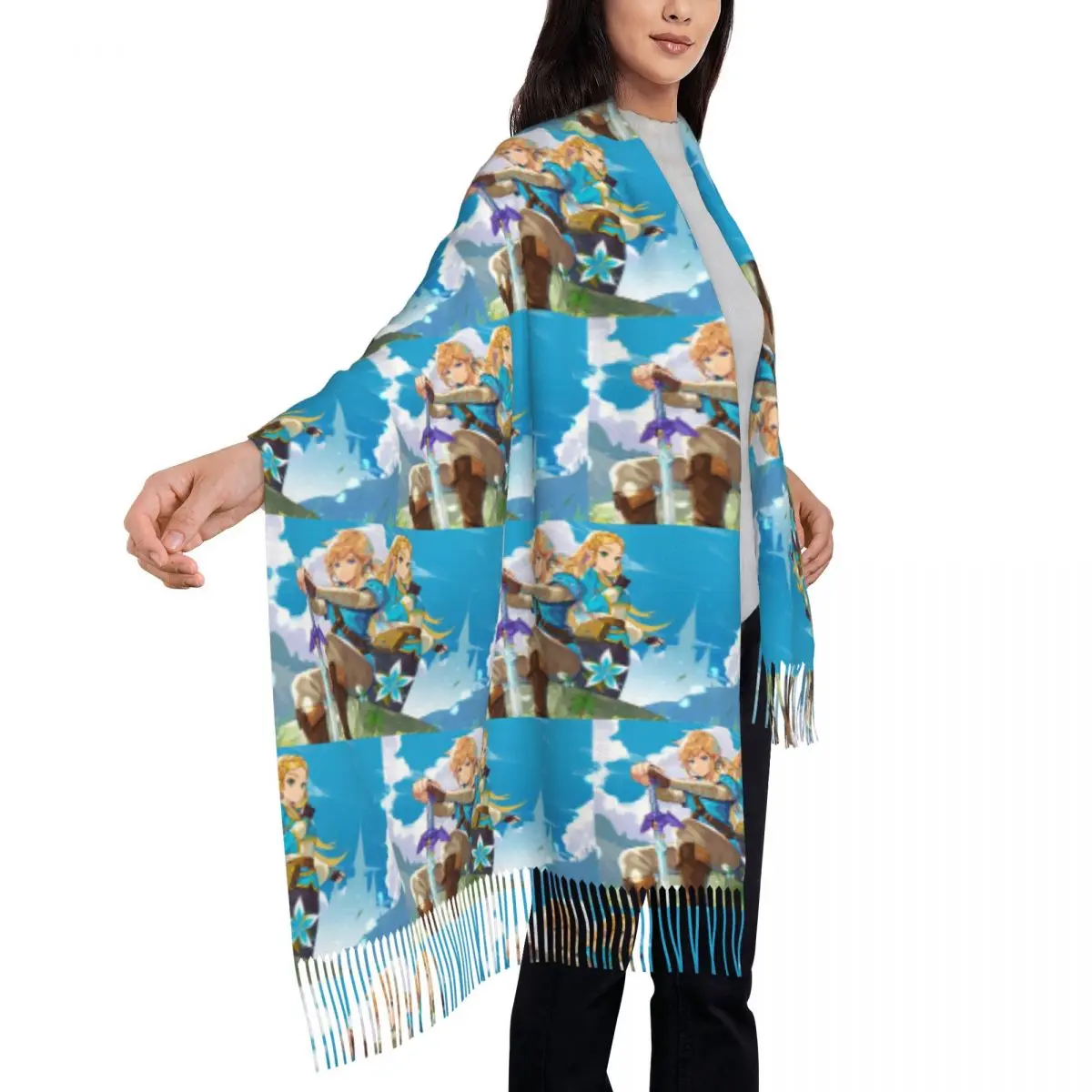 الأميرة زيلدا. تصفية. وشاح شرابة الأوشحة النساء شالات دافئة ناعمة ويلتف طويل الخريف الشتاء شال التفاف #5