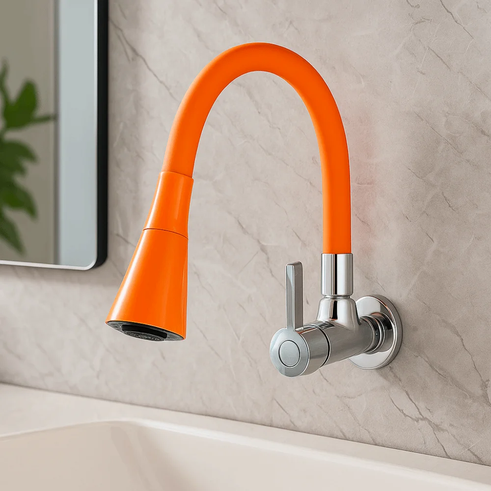 Creative Zinc Alloy Kitchen Faucet 2 Modes Water Saving Wall Mounted Faucet Universal Rotatable Spout Faucet Kitchen