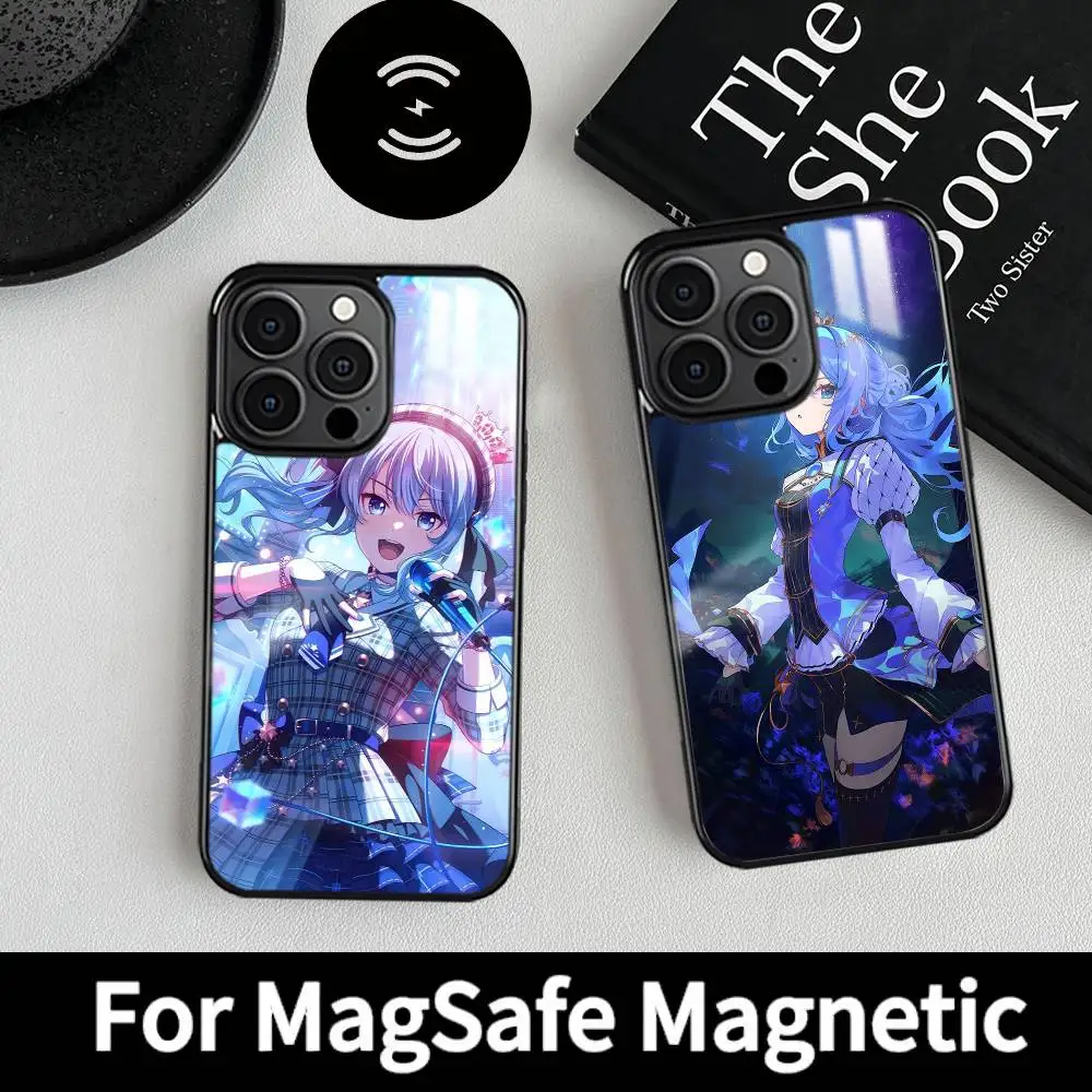 أنيمي Hoshimachi S-Suisei جراب هاتف MagSafe المغناطيسي آيفون 16 15 14 13 12 11 برو زائد ماكس شاحن لاسلكي صغير Funda