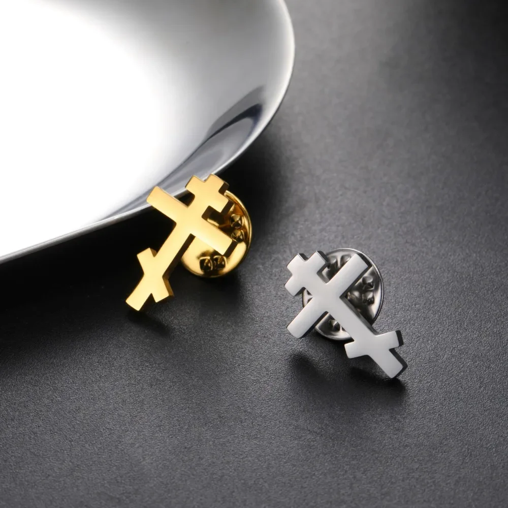2/4/8 Pcs Mini Geometric Cross Stainless Steel Lapel Pin, Tiny Metal Brooch, Suit Shirt Collar Decor, Unisex Fashion Accessory
