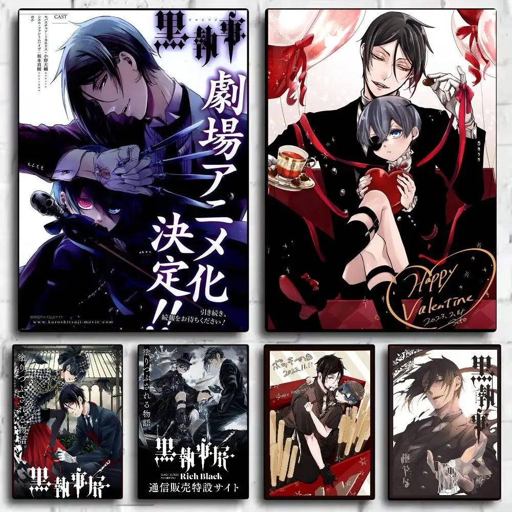 Black B-Butler Poster HD Home Decor Sticky Wall Waterproof Home Living Room Bar Aesthetic Decor