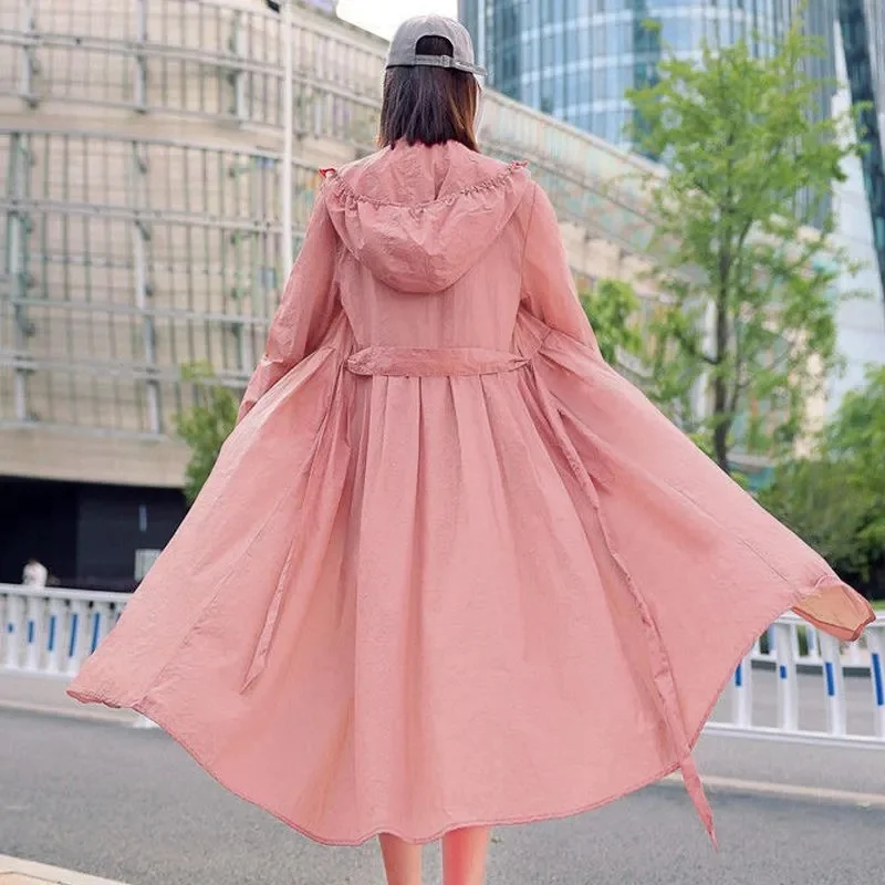 Summer 2025 New UV Sun-Protective Clothing Coat Ladies Long Sunscreen Jacket Women's Korean Fashion Outwear Hooded Joker Outcoat