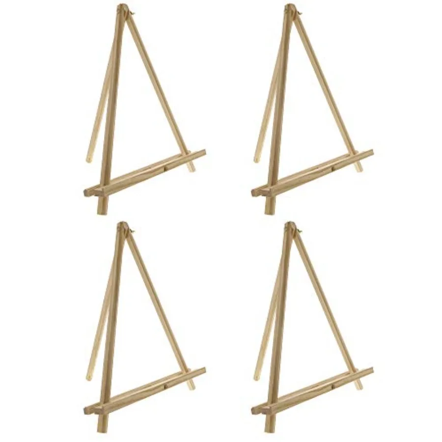 

12" Wood Tabletop Easel 4 Pack - Adjustable A-Frame Canvas Stand for Painting Party and Signs - Table Top Easel for Painting, C