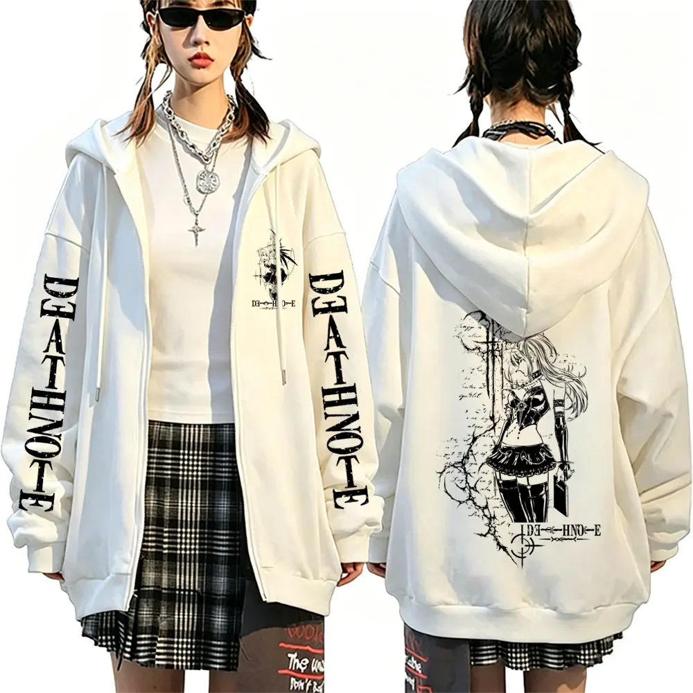 

Anime Death Note Misa Zipper Hoodie Men Women Casual Fleece Oversized Zip Up Jacket Men's 90s Manga Cosplay Zip Up Sweatshirts