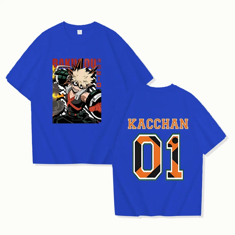 Seksowne Anime Bakugou Katsuki 01 T-shirt z nadrukiem kobiet moda męska z krótkim rękawem Street Casual letnia koszulka osobowości