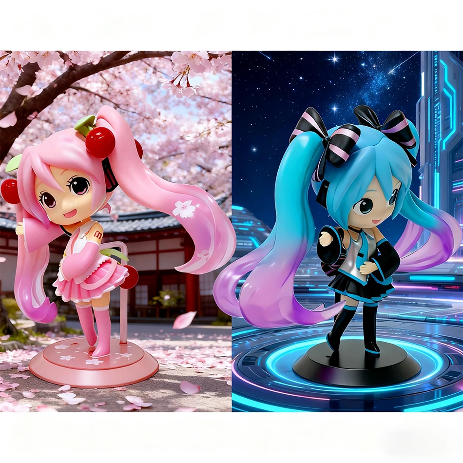 ฟิกเกอร์อนิเมะใหม่ ตัวละครจิ๋ว ของตกแต่งน่ารัก สีชมพู สีเขียว ของตกแต่งบ้าน ของเล่นสำหรับผู้ใหญ่ ของขวัญวันเกิดสำหรับเด็ก