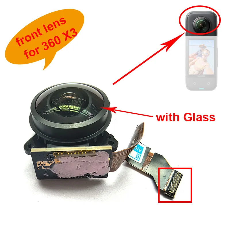 98% New For Insta360 X3 Front Lens Back Lens For Insta 360 X3 Lens With Glass Front Camera Repair Parts