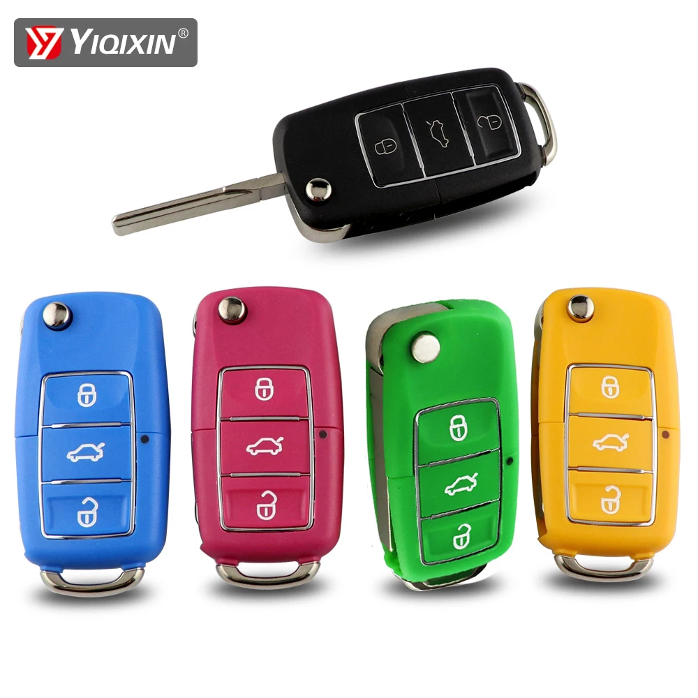 YIQIXIN 3 Tombol untuk VW Polo Beetle Jetta Skoda Seat Golf Passat Bora Octavia Remote Car Key Shell Cover Case Blade Flip Folding