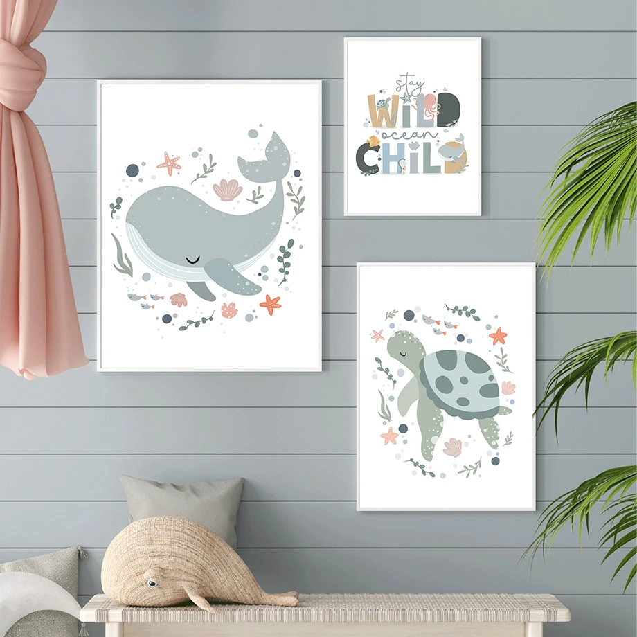 1pc frameless  Marine Life Oct - Baby Nursery Name Wall Art review and price