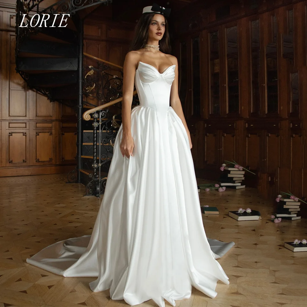 

LORIE Elegant A Line Wedding Dress Sleeveless Lace Up Bridal Dresses Sweetheart Wedding Gown Customized 2026