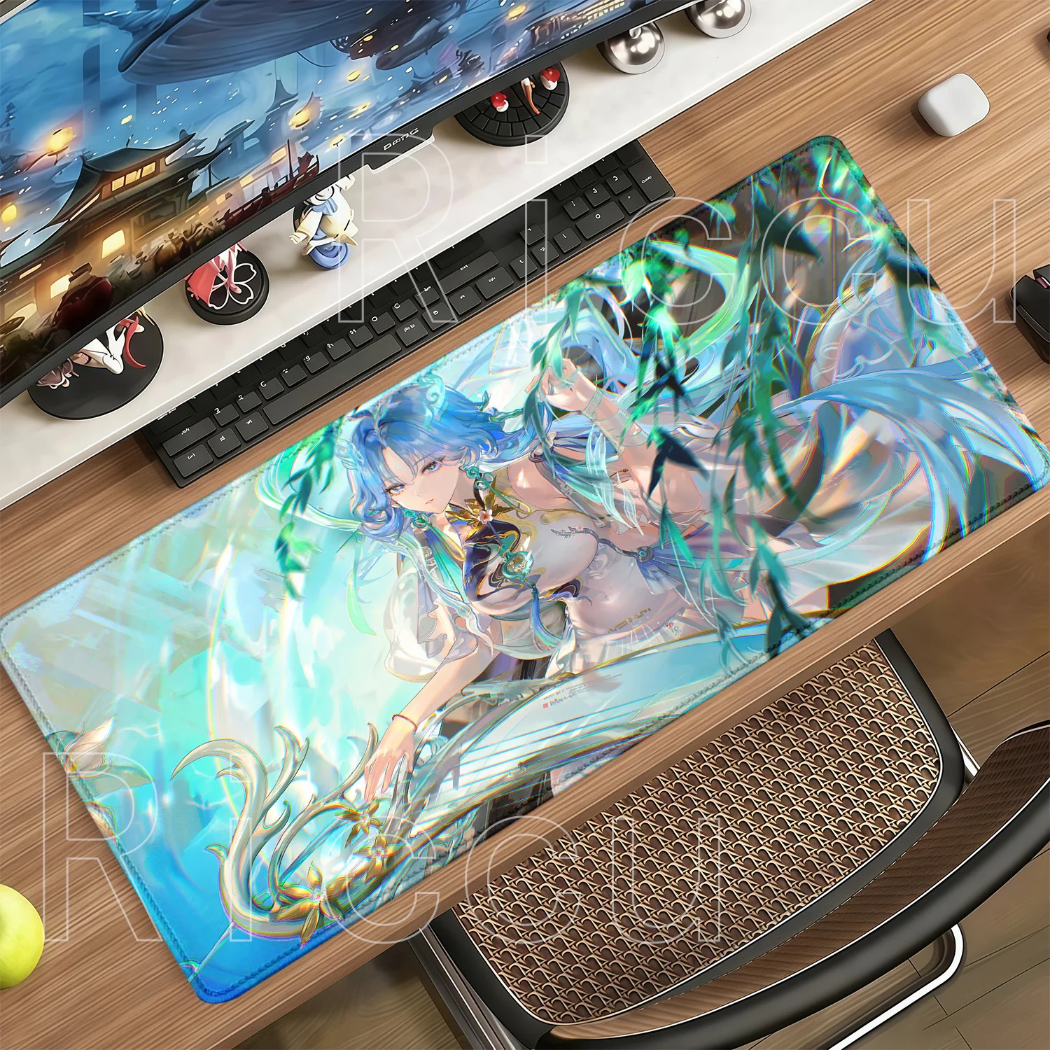 Qingxiao Wuthering Waves WuWa Kawaii Anime Sexy Girl Mousepad Gaming Keyboard Large Anti-slip Rubber Desk Mat HD Printing Carpet