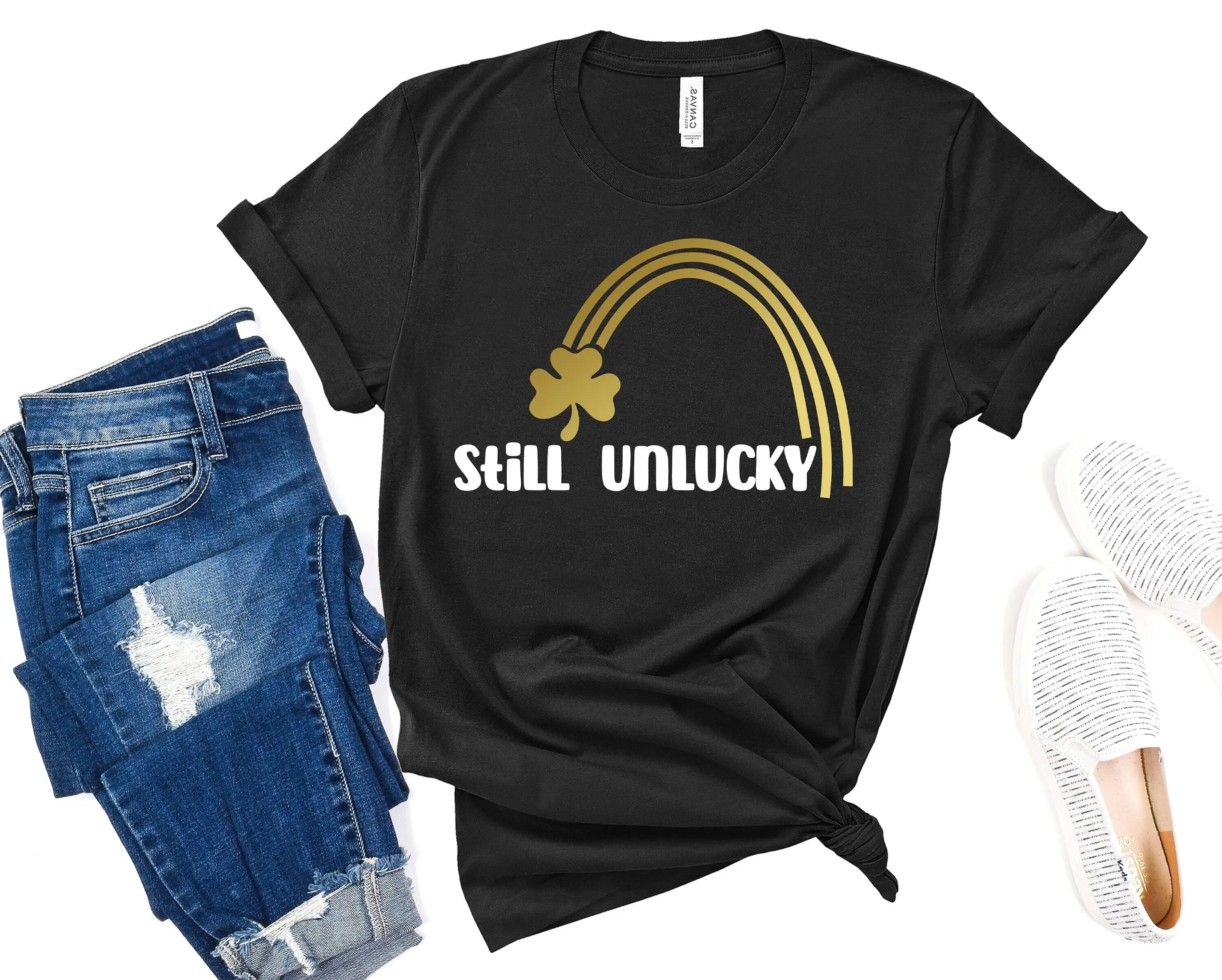 Still Unlucky T Shirt St Patricks Day Pattys Irish Shenanigan Shamrock