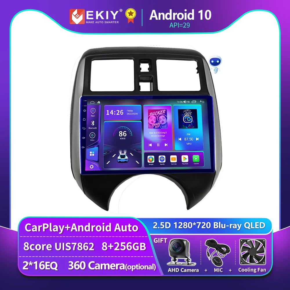 EKIY T900 Car Radio Apple CarPlay Screen Android For NISSAN VERSA NOTE 2014-2016 Smart Multimedia Player GPS Navigation Stereo