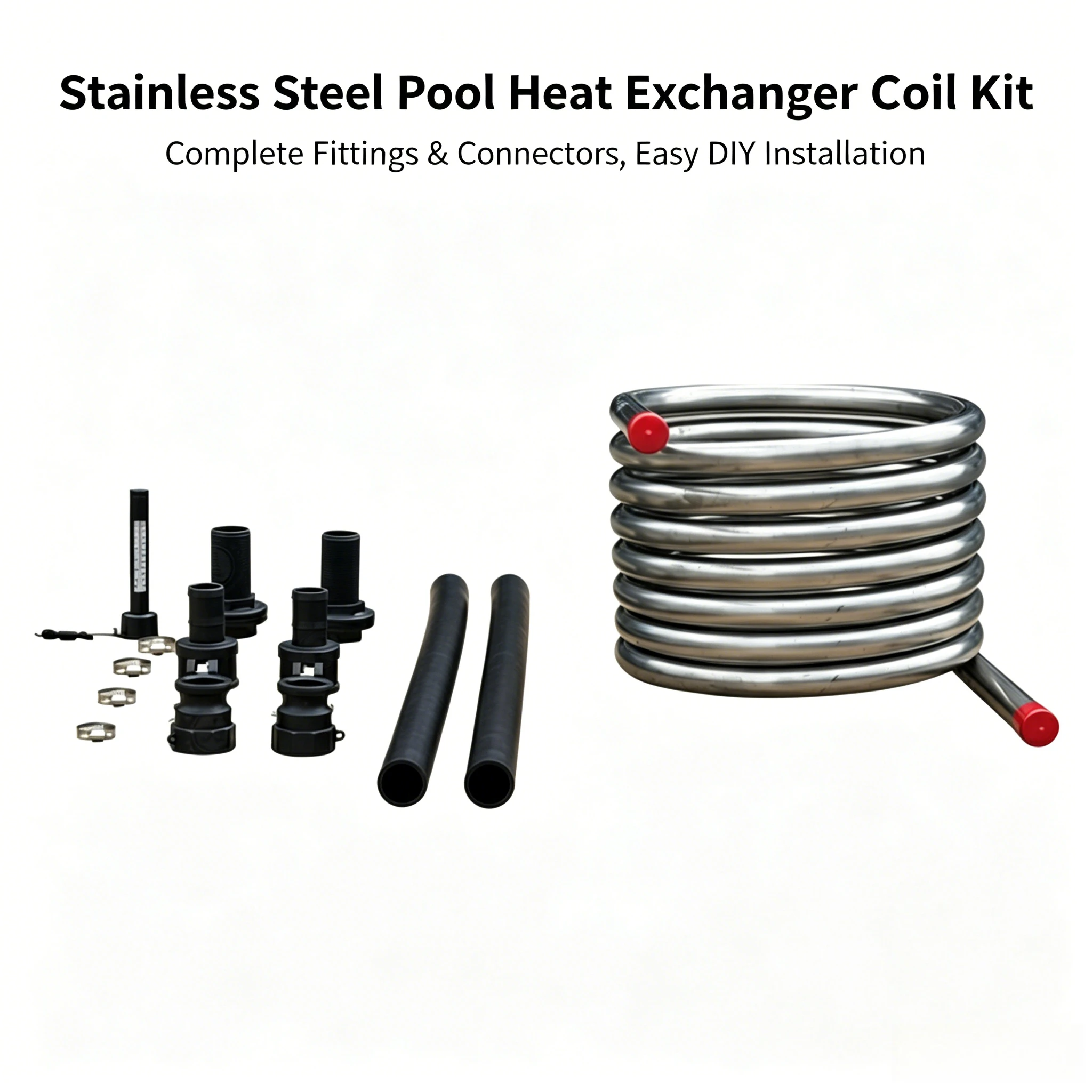 Stainless Steel Coil Efficient Heating Solution for Wood Fired Hot Tubs with Durable Hose for Outdoor Hot Tubs
