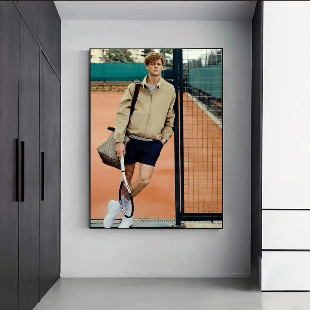Italian tennis superstar Jannik S-Sinner Poster HD Self Adhesive Waterproof Wall Art Ideal for Home Office Dorm Gift