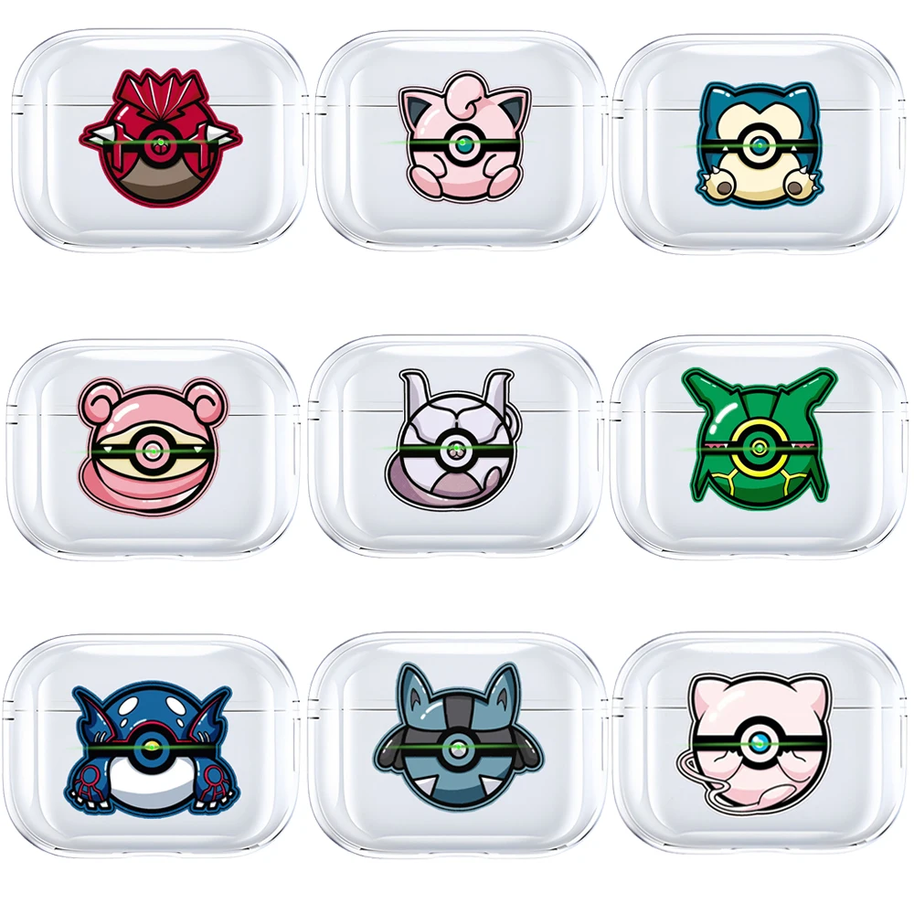 Anime Pokemon Poké Ball Kyogre Mewtwo Rayquaza Mew Earphone Shell Be Applicable AirPods Pro 1 2 3 4 Transparent Protective Case