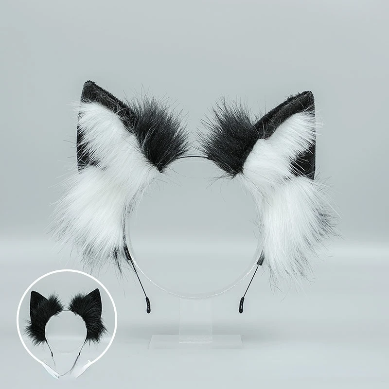 Lovely Faux Fur Wolf Ears Headband Realistic Furry Fluffy Animal Hair Hoop Lolita Anime Masquerade Cosplay Costume Accessories