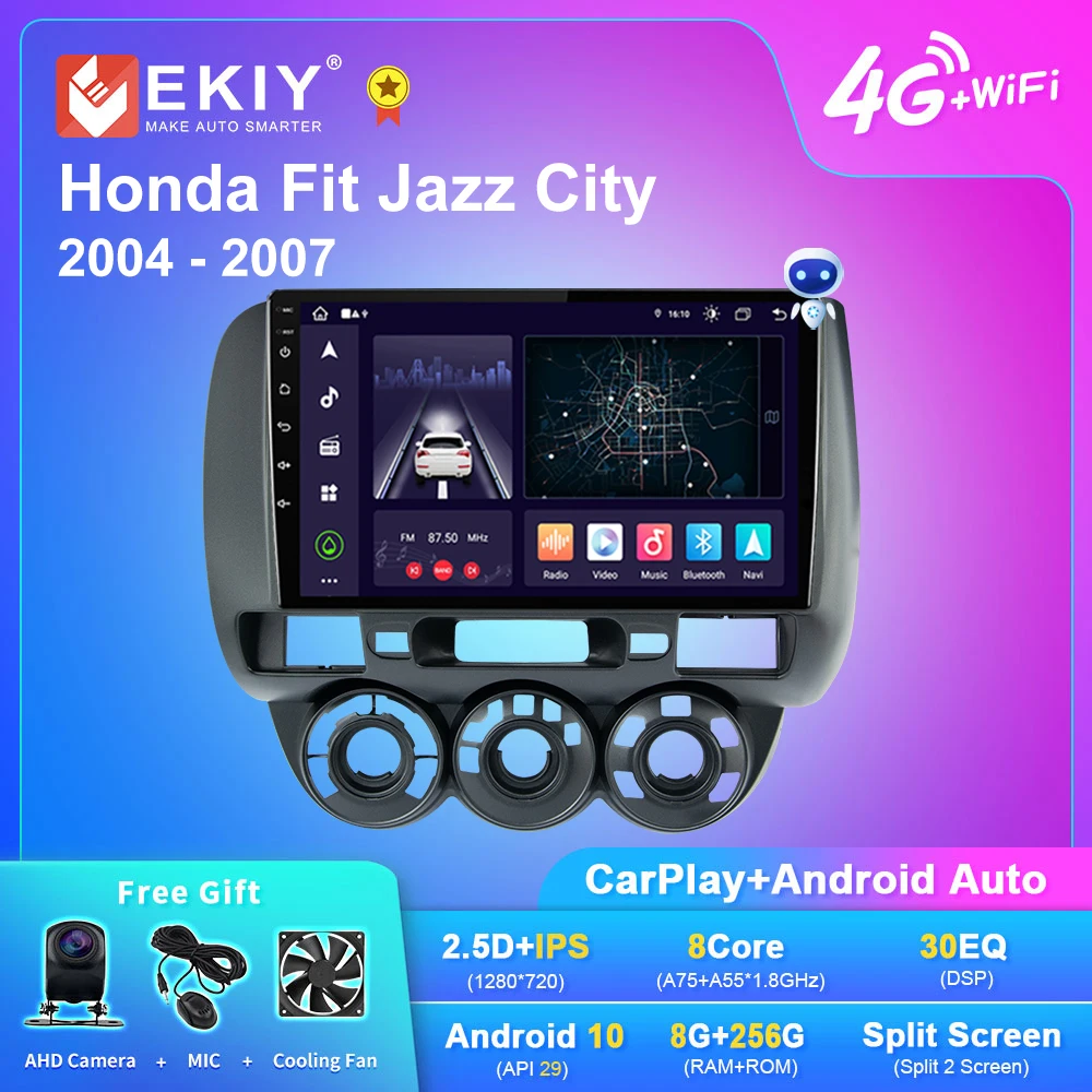 

Автомобильная магнитола EXYI X7 Android 10 для Honda Fit Jazz City 2004-2007, мультимедийный видеоплеер, головное устройство Navi GPS Carplay Auto No 2 Din