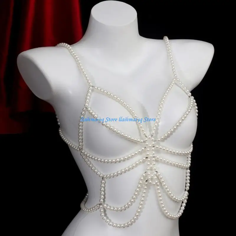 

573B Resin Pearls Body Jewelry Shoulder Chain Accessories for Unique Statements
