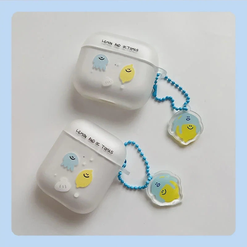 Capa de Lemon and Pctopus Airpods, Capas Macias para Fones, Desenhos Animados, Fofos, Rock Cat, Airpods 1, 2, 3 Pro, Pro2, 2022