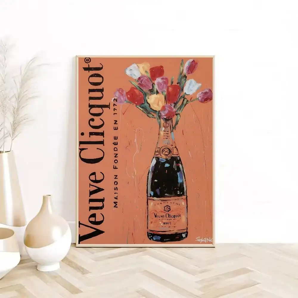 العصرية الموضة V-Veuve من C-Clicquot المشارك HD لزجة الجدار مقاوم للماء غرفة المعيشة المنزلي غرفة نوم النوم بار الديكور الجمالي